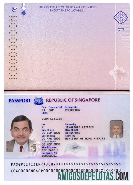 Novo passaporte de Cingapura (2017+) exemplo real